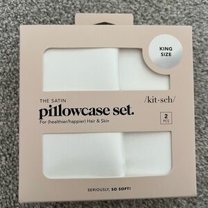 Kitsch Satin Pillowcase Set - King - White - 2 pack